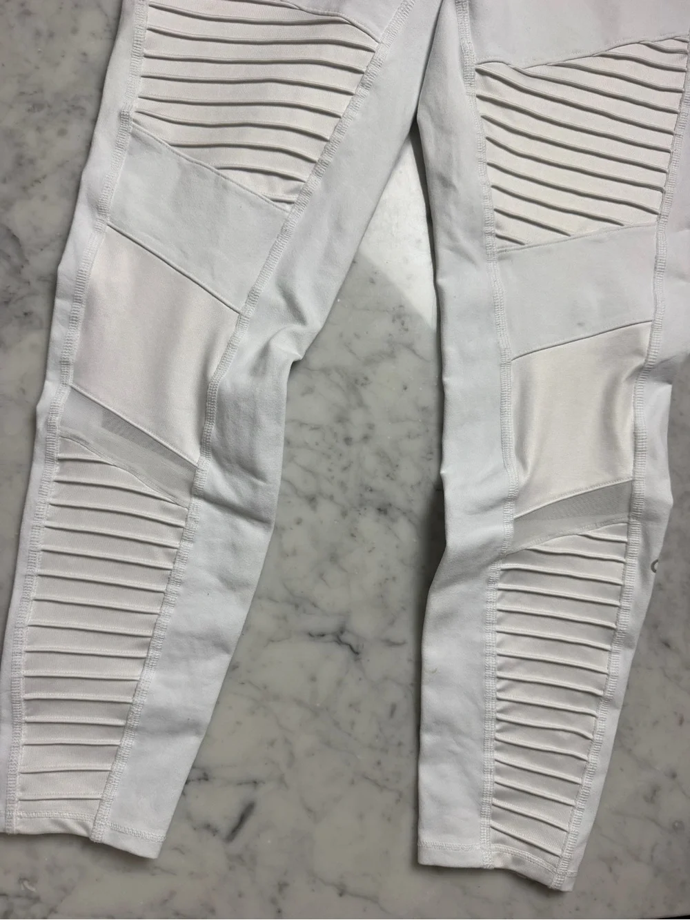 ALO Yoga White Ribbed Panel Leggings